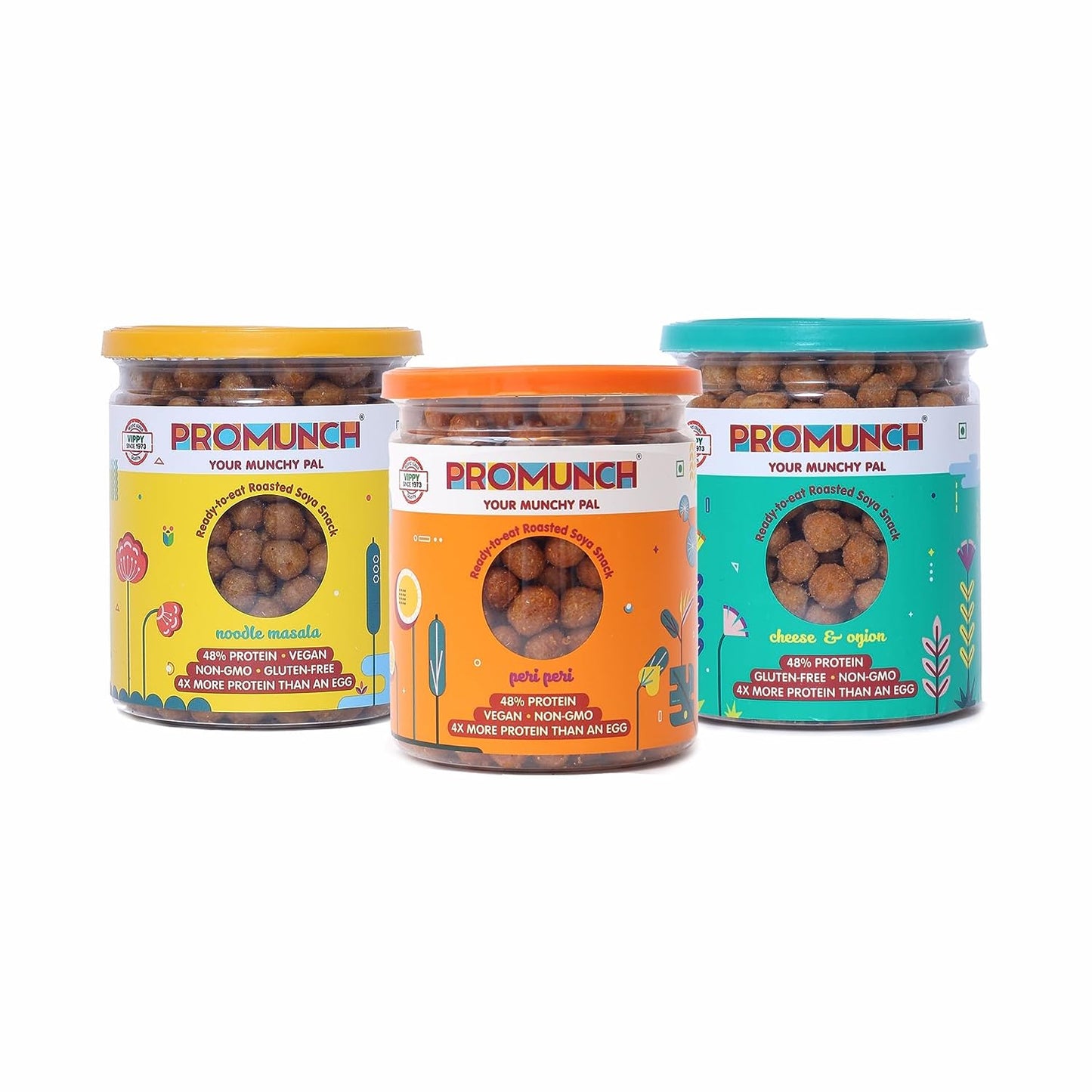 Flavoured Noodle Masala Soya Chunks - High Protein & Delicious Peri Peri Soya Snack - High Protein, Perfect for Weight Loss Cheese & Onion Soya Snack - Delicious, Nutritious, and Full of Protein