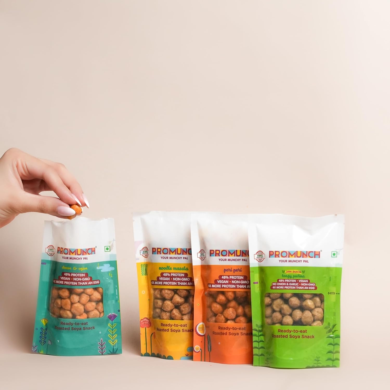 Roasted Soya Chunks - 48% Protein, Gluten-Free Soya Snack
Healthy Soya Snacks - Oil-Free, High Protein Snack for Weight Loss