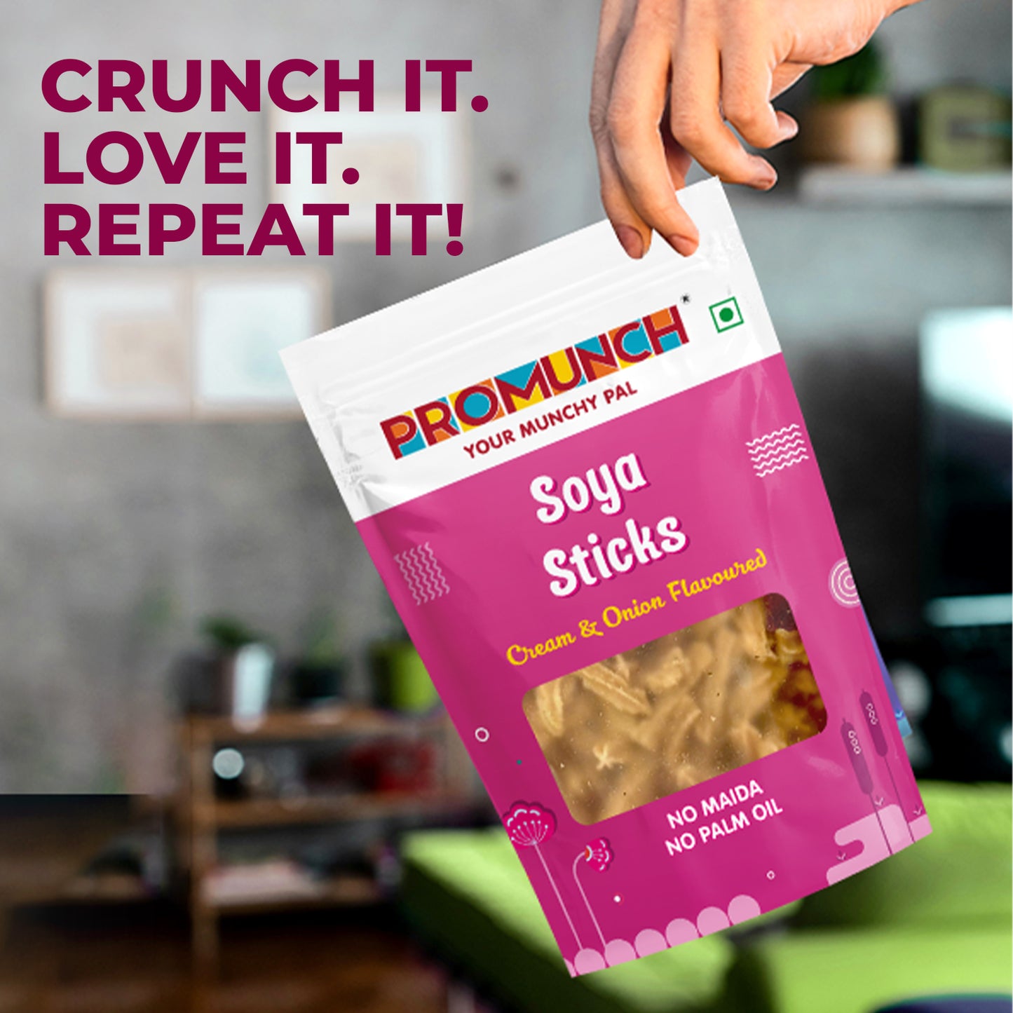 PROMUNCH Combo Pack - Soya Sticks (Chatpata Masala , Cream Onion) + Soya Chips (Peri Peri) - 120g Each