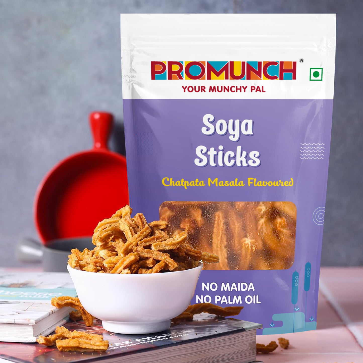 PROMUNCH Combo Pack - Soya Sticks (Chatpata Masala , Cream Onion) + Soya Chips (Peri Peri) - 120g Each