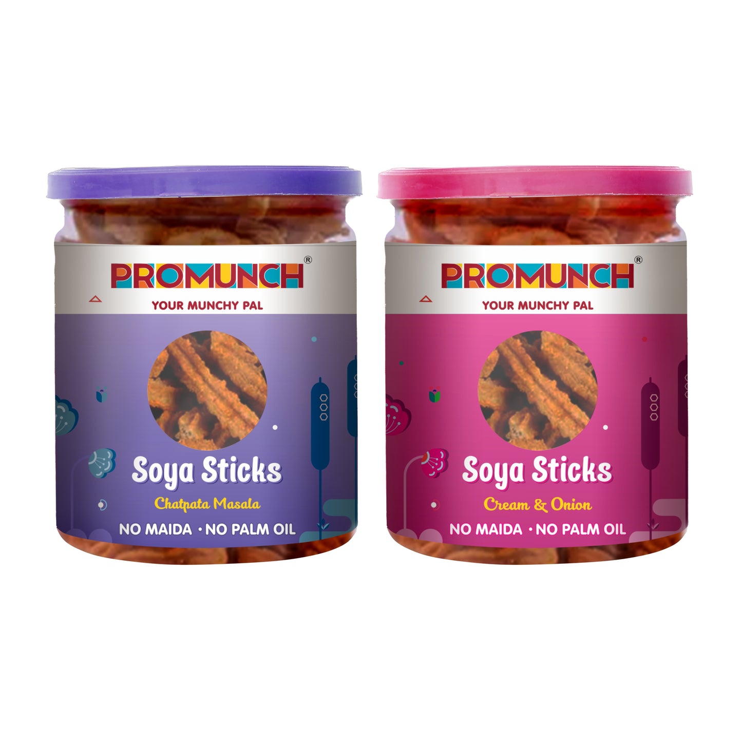 PROMUNCH Combo Pack - Soya Sticks (Chatpata Masala , Cream Onion) - Pack  of 2; 100g Each