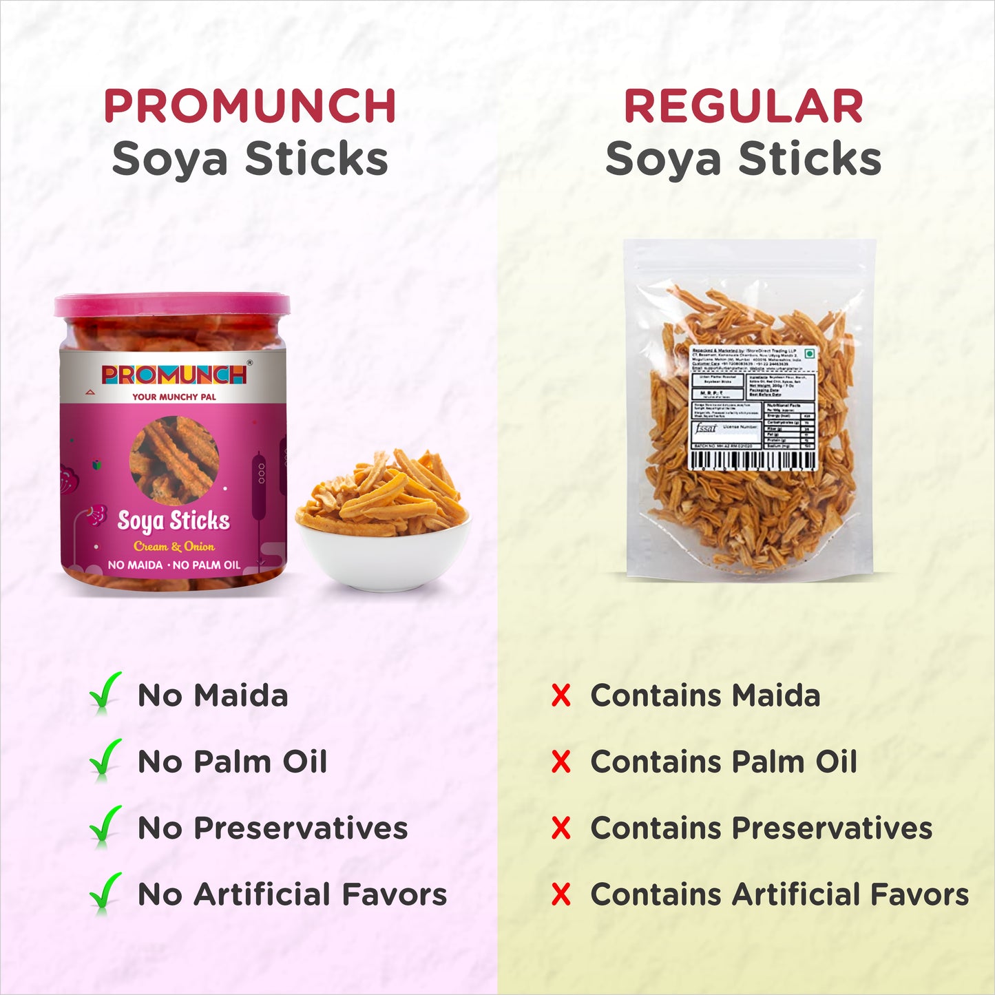 PROMUNCH Combo Pack - Soya Sticks (Chatpata Masala , Cream Onion) - Pack  of 2; 100g Each