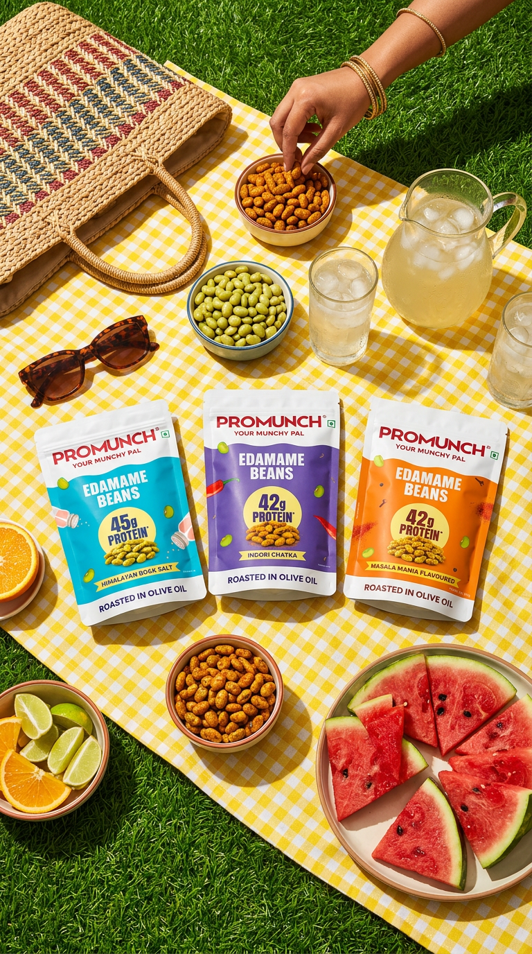 PROMUNCH Roasted Edamame Beans - Assorted Combo | 42-45g High Protein Snack | No Added Sugar | Rich in Fiber | Roasted in Olive Oil | Crunchy & Low in Fat