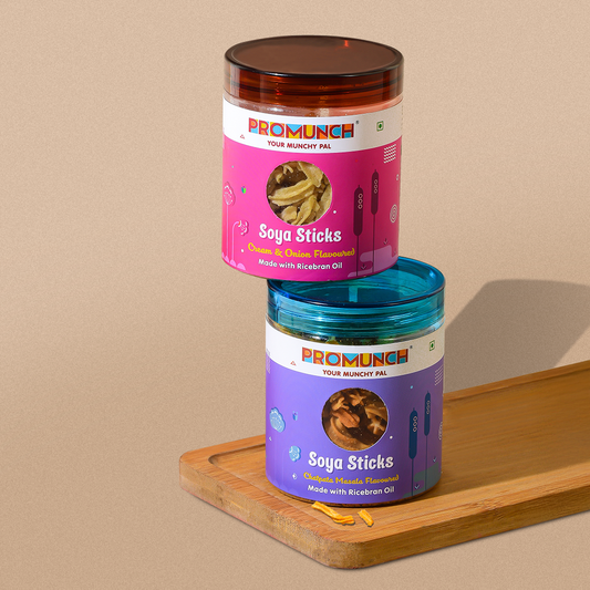 PROMUNCH Combo Pack - Soya Sticks (Chatpata Masala , Cream Onion) - 100gm x 2