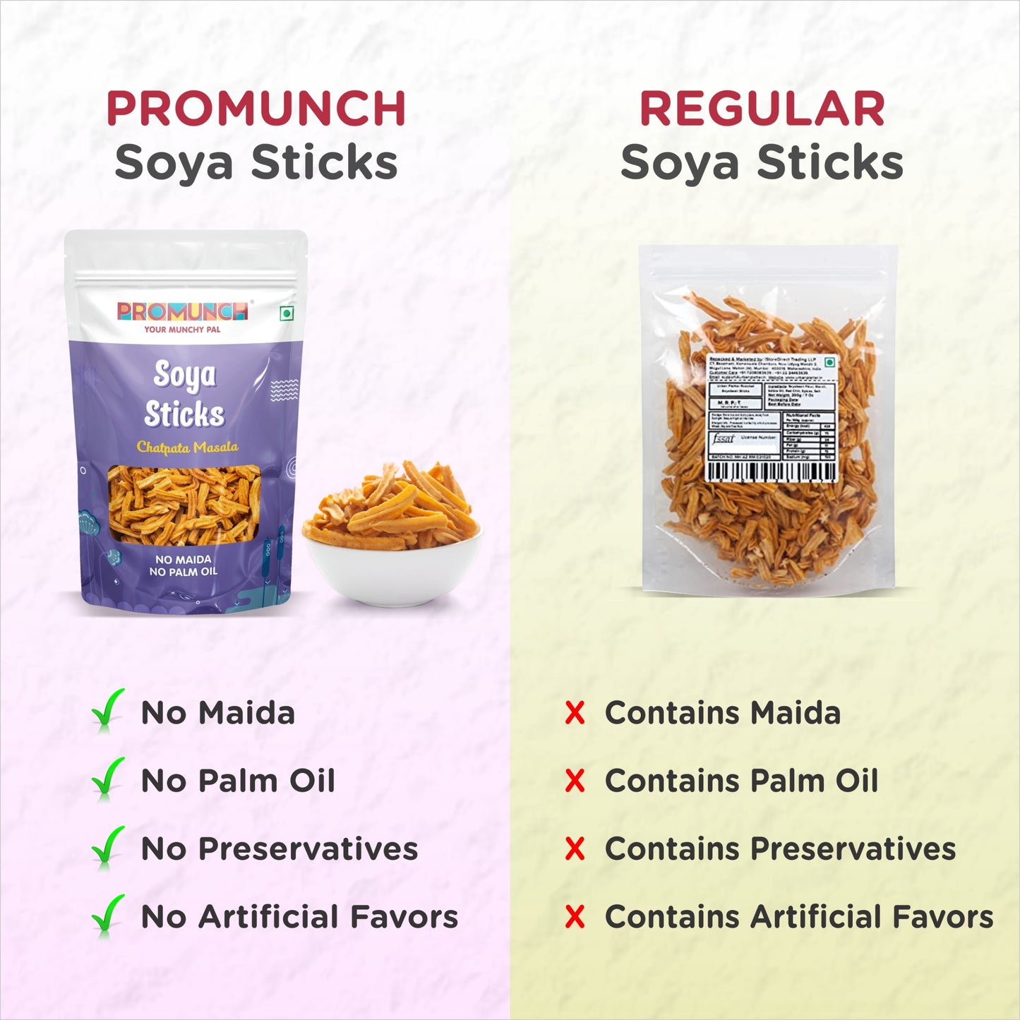 PROMUNCH Combo Pack - Soya Sticks (Chatpata Masala -5 , Cream Onion -5) - Pack  of 10; 30g Each