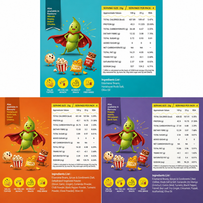 PROMUNCH Roasted Edamame Beans - Assorted Combo | 42-45g High Protein Snack |