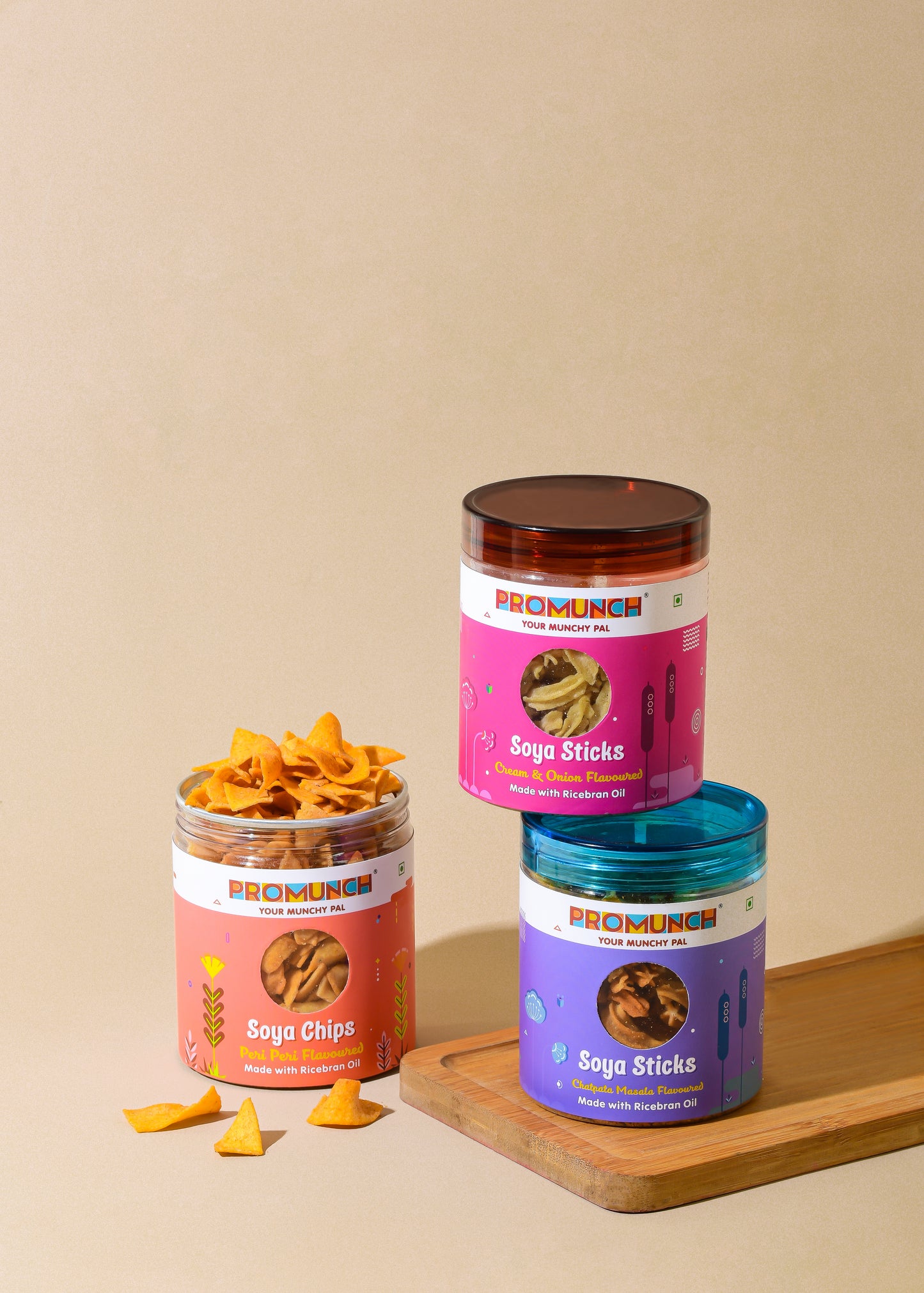 PROMUNCH Combo Pack - Soya Sticks (Chatpata Masala , Cream Onion) - 100gm x 2