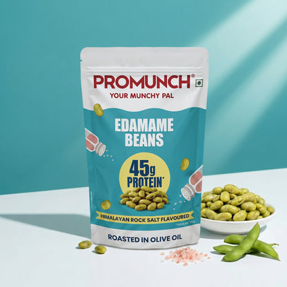 PROMUNCH Roasted Edamame Beans - Himalayan Rock Salt | 45g High Protein Snack | No Added Sugar | Rich in Fiber | Roasted in Olive Oil | Gluten Free