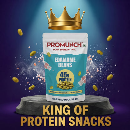 PROMUNCH Roasted Edamame Beans - Himalayan Rock Salt | 45g High Protein Snack | No Added Sugar | Rich in Fiber | Roasted in Olive Oil | Gluten Free