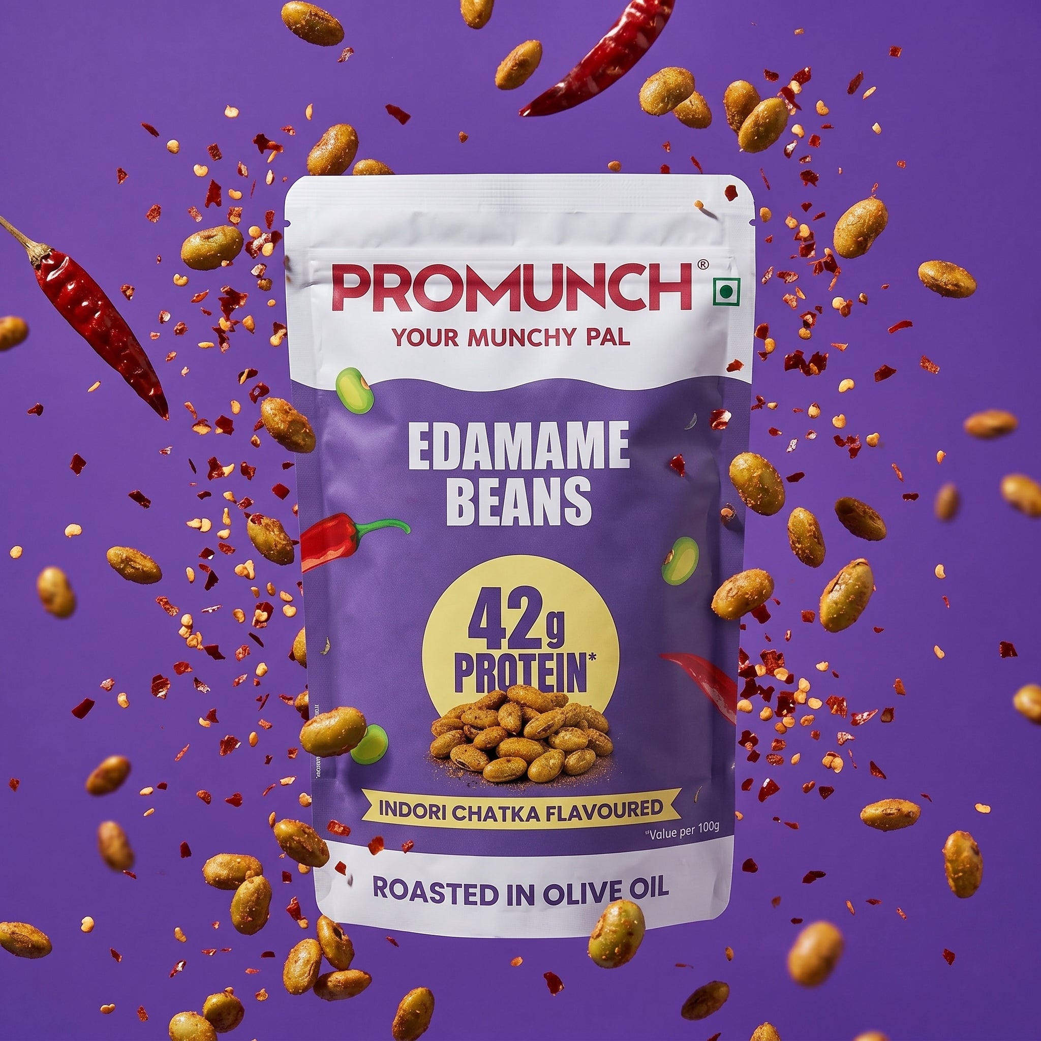 Indori Chatka Roasted Edamame Snacks | PROMUNCH