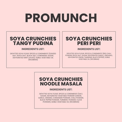 Variety Pack Protein Crunchies (Noodle Masala, Tangy Pudina, Peri Peri)-150gm x 3