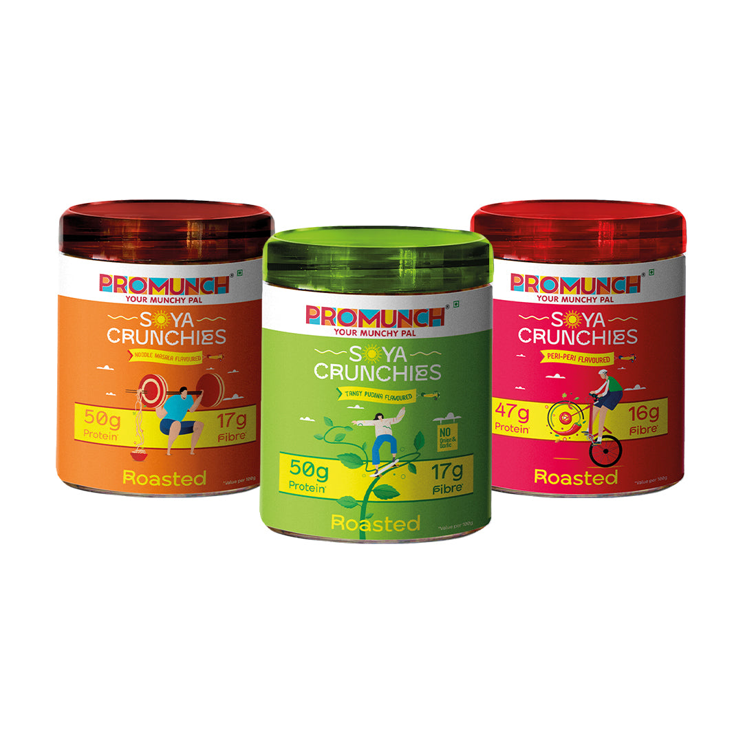 Variety Pack Protein Crunchies (Noodle Masala, Tangy Pudina, Peri Peri)-150gm x 3