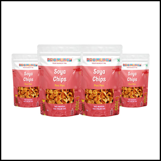 PROMUNCH Soya Chips - Peri Peri (Pack  of 4; 30g Each)